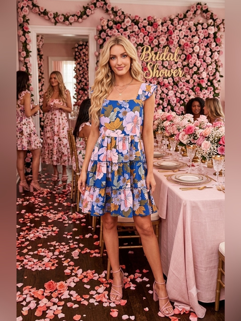BOG Collective Blue Floral Sundress, Size Small NWT